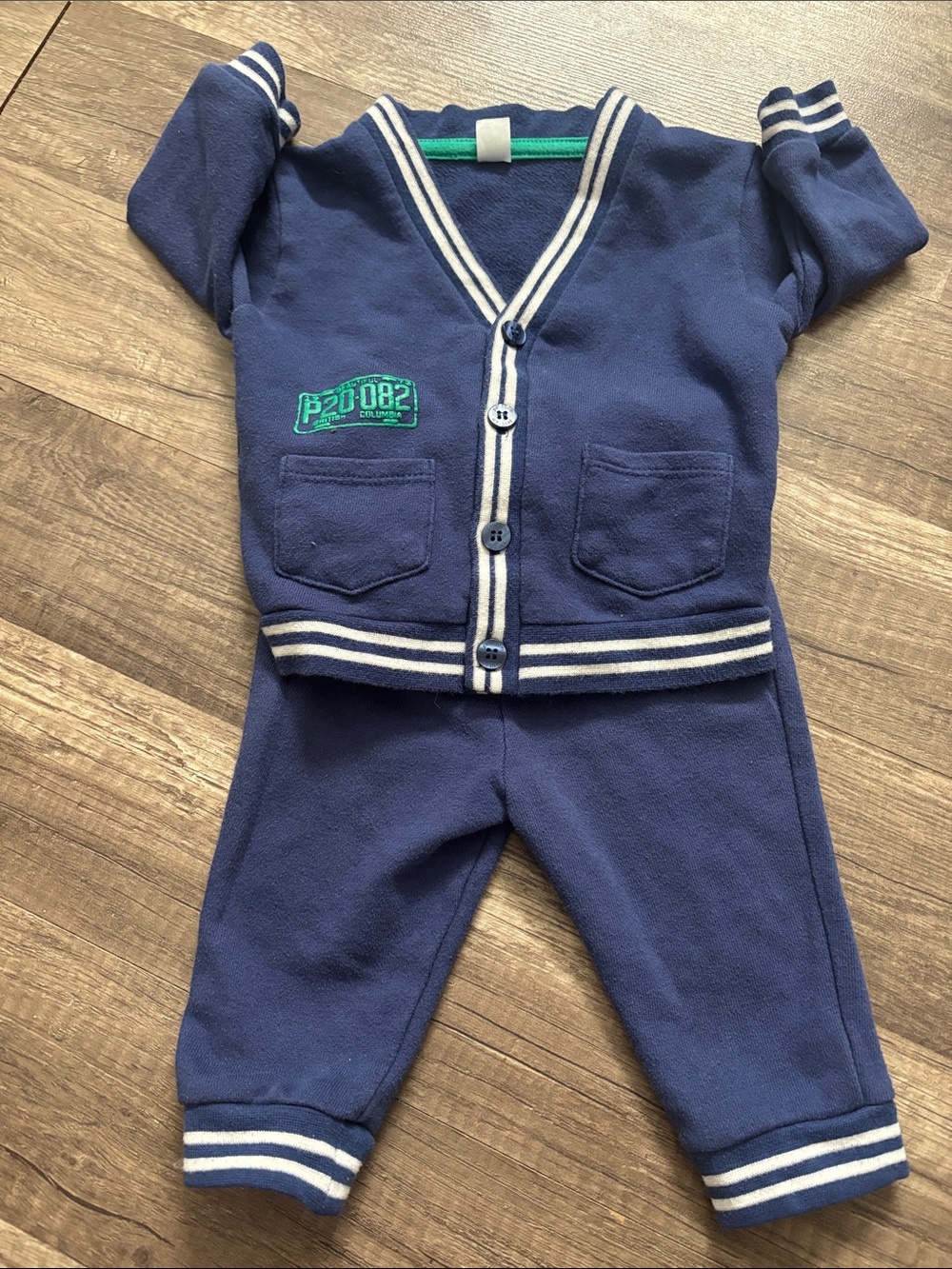Petit Lem Navy Knit Baby Cardigan & Pants Set. 073